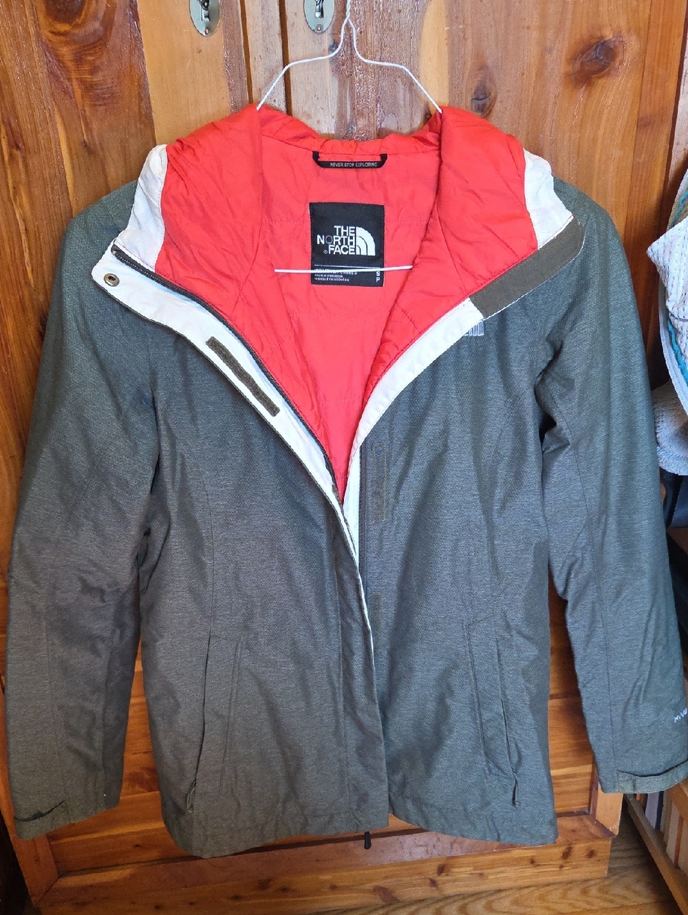 The North Face Women's Olive Ski Jacket with Orange Lining
